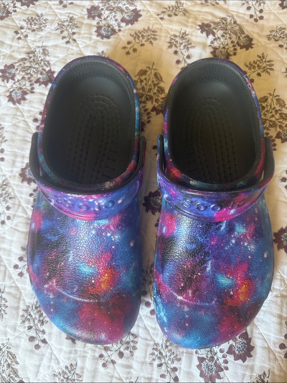Galaxy Print Clog Shoes - Blue & Purple